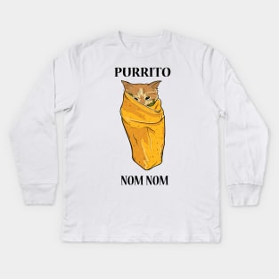 Purrito Burrito Kids Long Sleeve T-Shirt